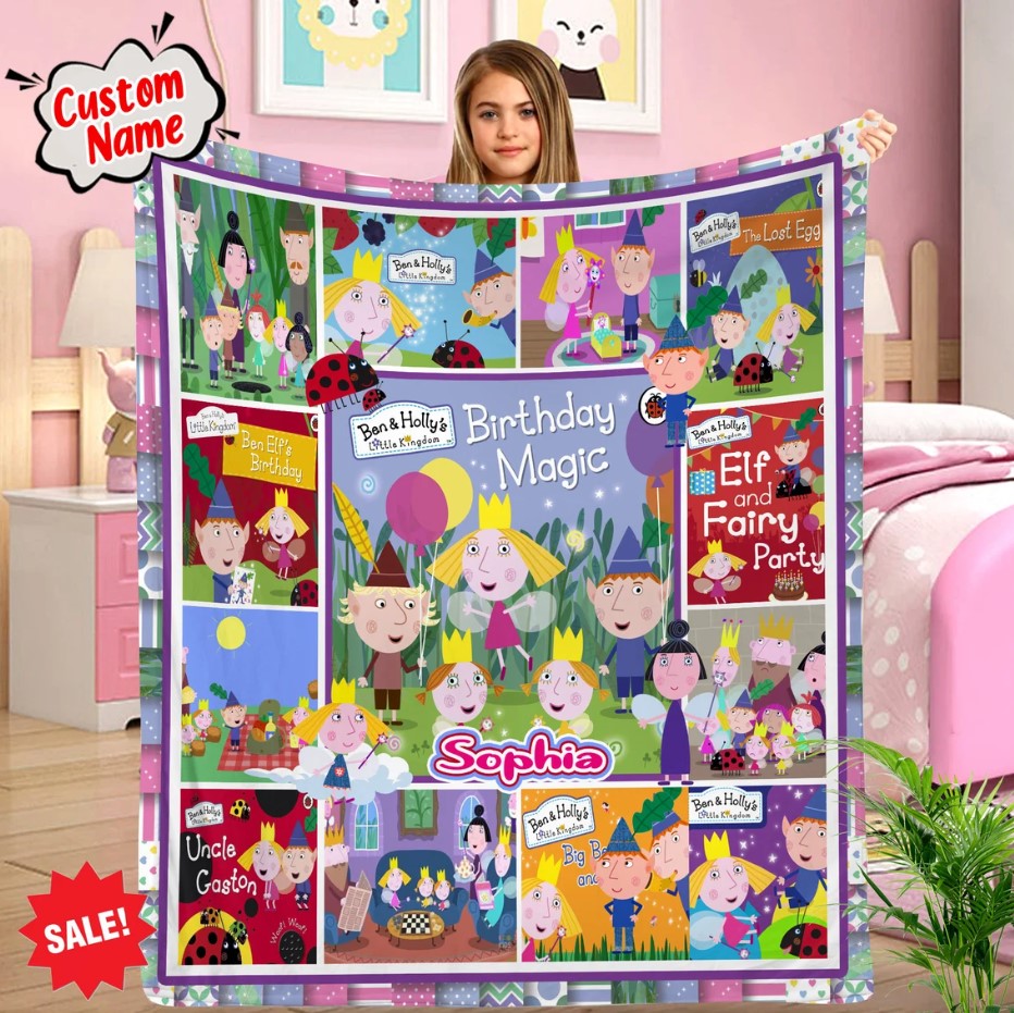 Personalized Ben And Holly Little Kingdom Quilt Blanket Ben And Holly Birthday Party The Little Kingdom Blanket Custom Kids Blanket